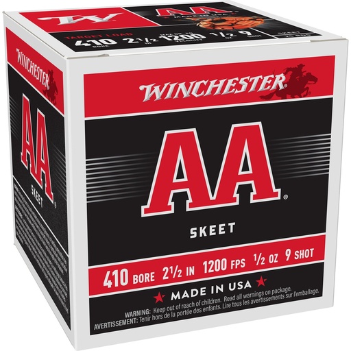 [AA419] Winchester Ammunition AA Target Load 410 Gauge 2.5 #9 .5 oz Shotshell 25 Round Box 