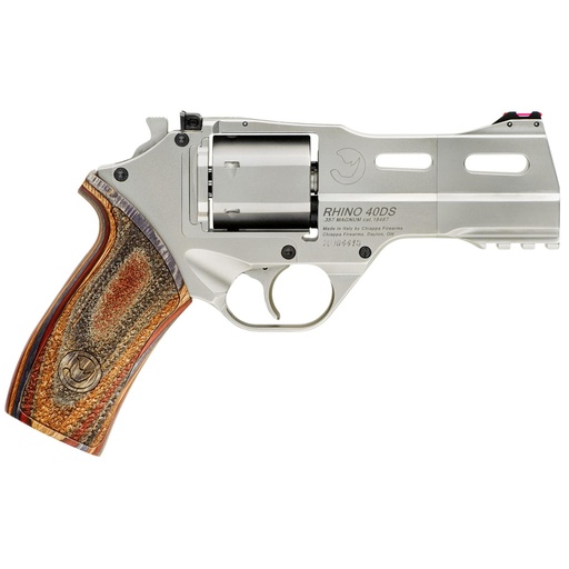[340.222] Chiappa Firearms Rhino 40DS DA/SA 357 Magnum/38 Special 4" Barrel 6Rds 3 Moon Clips Silver