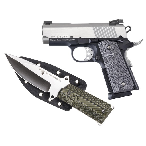 [DE1911UTT-K] Magnum Research 1911U Undercover 45ACP 3" Barrel 6Rds 2Mags Includes 1911 Knife and Sheath Silver