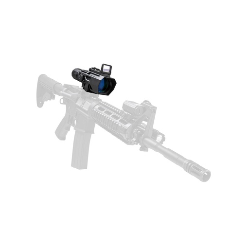 [VADOBP3942G] NcSTAR Advance Dual Optic 3-9 Magnification 42mm Objective P4 Sniper Illuminated Red/Blue Reticle Black, Includes Picatinny Mount and Piggy Back Mounted Flip Up Red Dot 