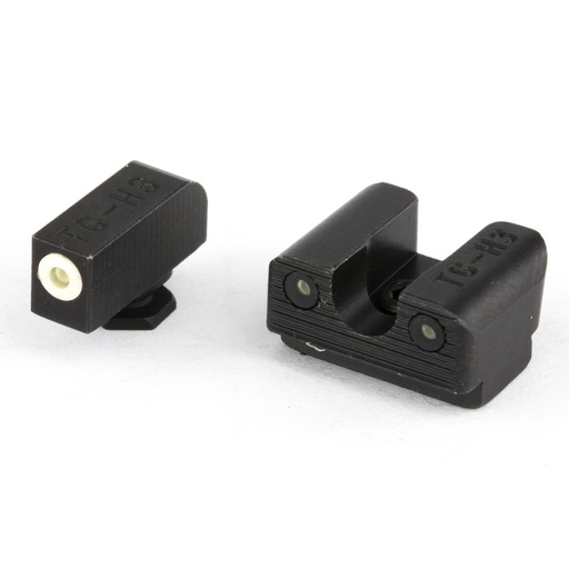 [TG-TG231G1AW] TRUGLO Tritium Pro Sight Fits Glock 42/43 Large White Focus-Lock Ring on Front Sight & U-Notch Rear Sight White Dots in Light & Green Dots at Night 