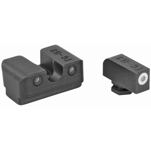 [TG-TG231G1W] TRUGLO Tritium Pro Sight Fits Glock 17 17L 19 22 23 24 26 27 33 34 35 38 39 Large White Focus-Lock Ring on Front Sight & U-Notch Rear Sight White Dots in Light & Green Dots at Night 