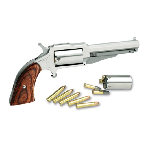 [NAA-1860-3C] North American Arms Earl Combo Single Action Revolver 22LR/22WM 3" Barrel Silver Fixed Sights 5Rds 