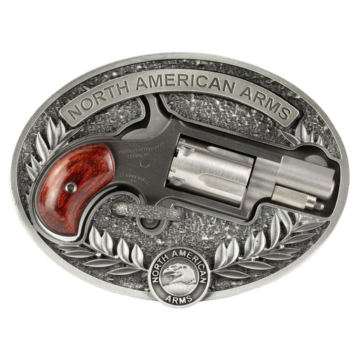 [NAA-22LR-BBO] North American Arms Mini Revolver SA 22LR 1.125" Barrel Silver 5Rds Includes Oval Ornate Belt Buckle 
