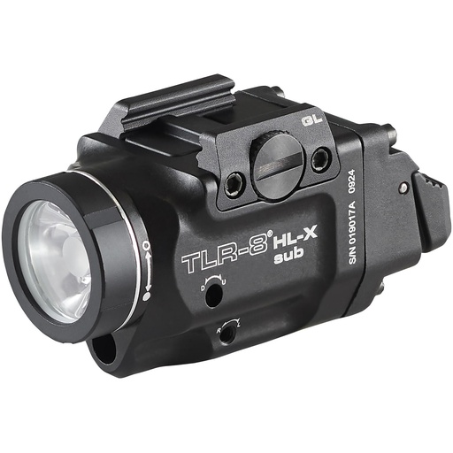 [69466] Streamlight TLR-8 HL-X Sub USB Weaponlight with Red Laser 1,000 Lumens Black Fits GLOCK 43X 48 MOS 43X 48 with Front Rail Includes Mounting Kit with Key Multi-Tool (1) SL-B9 Battery Pack and USB-C Cord 