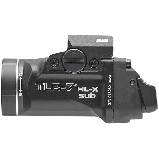 [69504] Streamlight TLR-7 HL-X Sub Weaponlight Fits Sig P365XL 1,000 Lumens with SL-B9 Battery 30 Minute Run Time Black with Silver Ring 