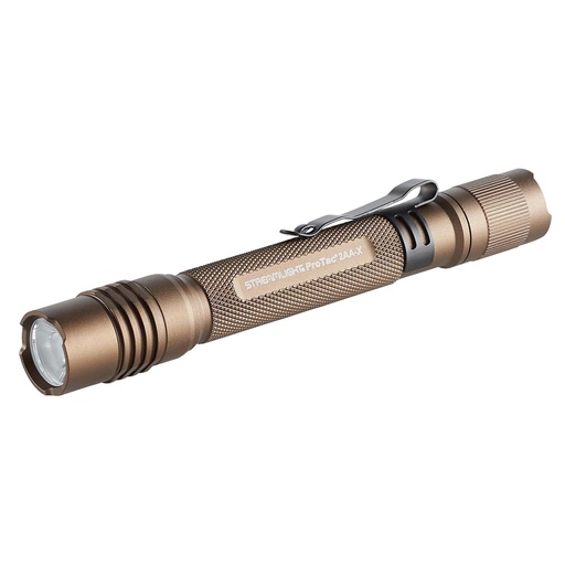 [88137] Streamlight ProTac 2AA-X USB 550 Lumens 2.25 Hour Runtime Multi-Fuel Coyote Includes USB-C Rechargeable Battery Pack USB Charging Cord Nylon Holster 