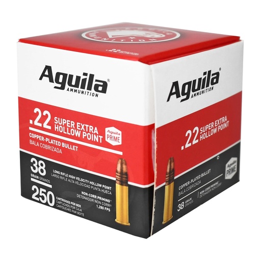 [1B221103] Aguila Ammunition Rimfire 22 LR 38Gr Hollow Point Hi-Velocity 250 Rounds Per Box 