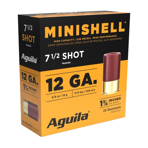 [1CHB1387] Aguila Ammunition Minishell 12 Gauge 1.75 #7.5 Shot Size Shotshell 25 Round Box 