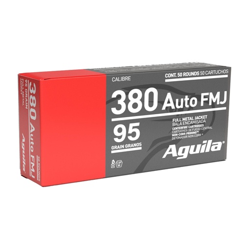 [1E802110] Aguila Ammunition 380ACP 95 Grain Full Metal Jacket 50 Round Box 