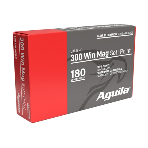 [82044AG] Aguila Ammunition Rifle 300 Winchester Magnum 180 Grain Soft Point 20 Round Box 