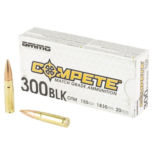 [300B155-OTM-A20] Ammo Inc Compete 300 Blackout 155 Grain Open Tip Match Bullet 20 Round Box 