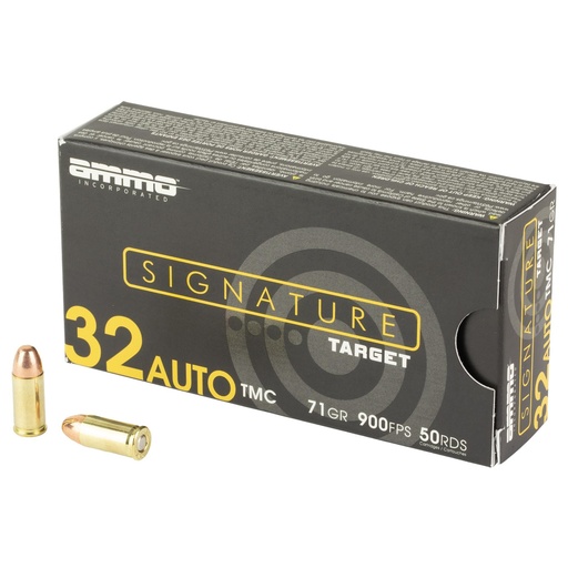[32071TMC-A50] Ammo Inc Signature Target 32 ACP 71 Grain Total Metal Coating Bullet 50 Round Box 