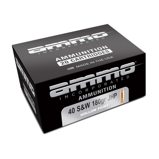 [40180JHP-A20] Ammo Inc Signature Defense 40 S&W 180 Grain Jacketed Hollow Point Bullet 20 Round Box 