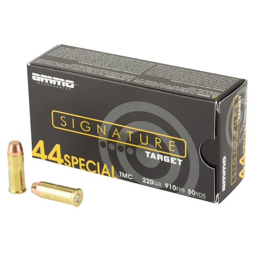 [44S220TMC-A50] Ammo Inc Signature Target 44 Special 220 Grain Total Metal Coating Bullet 50 Round Box 