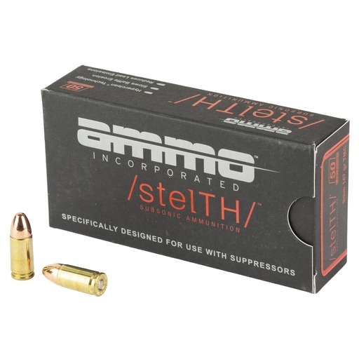 [9147TMC-STL] Ammo Inc Stealth Subsonic 9mm 147 Grain Total Metal Coating Bullet 50 Round Box 