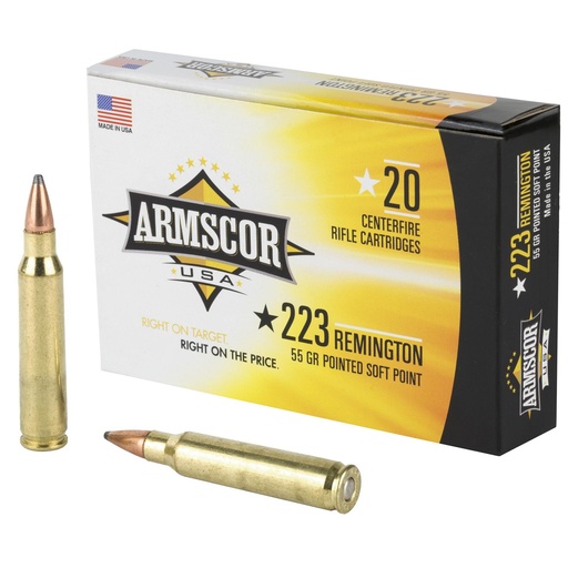 [AC223-2N] Armscor 223 Rem 55 Grain Pointed Soft Point 20 Round Box 