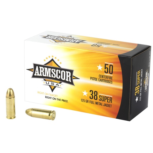 [FAC38SUPER-1N] Armscor 38 Super 125 Grain Full Metal Jacket 50 Round Box 
