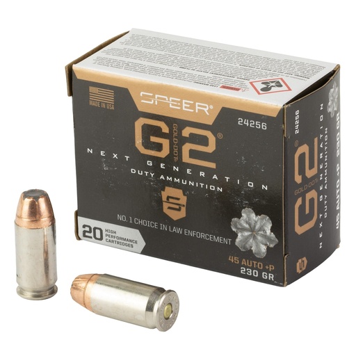 [24256] Speer Ammunition Gold Dot G2 45 ACP 230 Grain Gold Dot Hollow Point 20 Round Box 