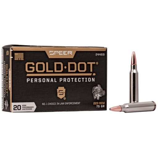 [24469] Speer Ammunition Speer Gold Dot 223 Remington 75Gr Gold Dot Hollow Point 20 Round Box 