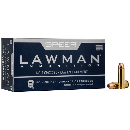 [53750] Speer Ammunition Speer Lawman Training 38 Special 158 Grain Total Metal Jacket +P 50 Round Box 