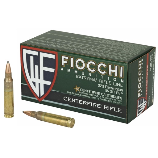 [223B50] Fiocchi Ammunition Rifle 223 Remington 55 Grain Pointed Soft Point 50 Round Box 