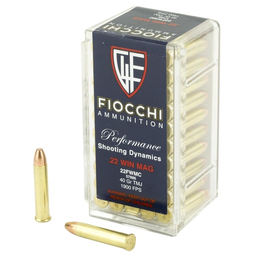 [22FWMC] Fiocchi Ammunition Rimfire 22WMR 40 Grain Full Metal Jacket 50 Round Box 
