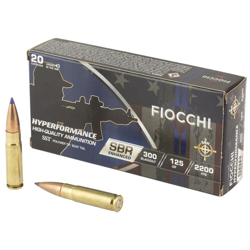 [300BKSBA] Fiocchi Ammunition Hyperformance SBR Enhanced 300 Blackout 125 Grain SST 20 Round Box 