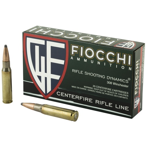 [308D] Fiocchi Ammunition Rifle 308WIN 165 Grain InterLock Boat Tail Soft Point 20 Round Box 