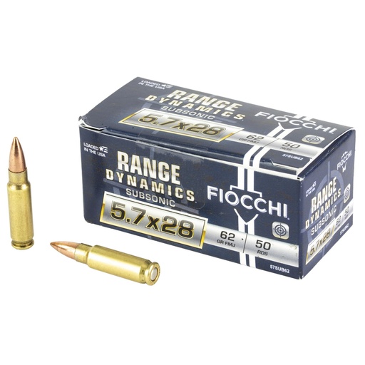 [57SUB62] Fiocchi Ammunition Range Dynamics 5.7X28MM 62Gr Full Metal Jacket 50 Round Box 