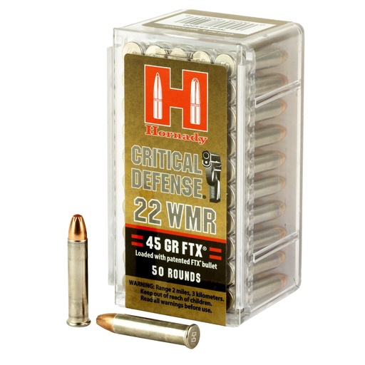 [83200] Hornady Critical Defense 22WMR 45 Grain FTX 50 Round Box 