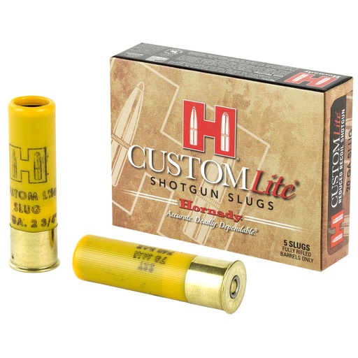 [86233] Hornady Custom Lite 20Ga FTX 2.75 250 Grain Sabot Slug 5 Round Box 