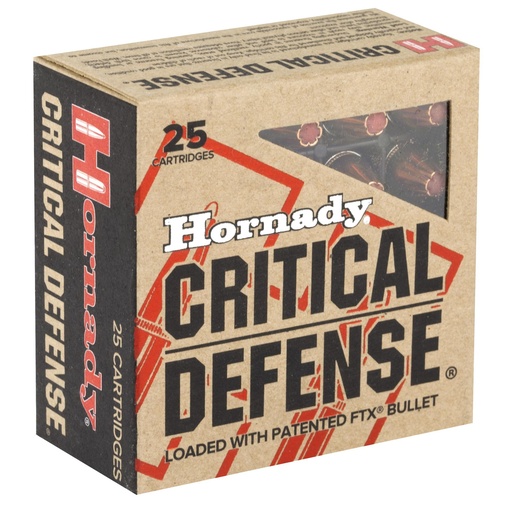[90250] Hornady Critical Defense 9MM 115 Grain Flex Tip 25 Round Box 