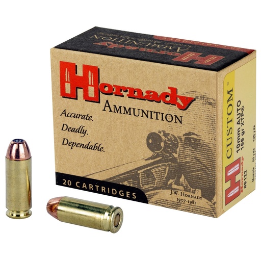 [9122] Hornady Custom Ammunition 10MM 155 Grain Hollow Point XTP 20 Round Box 