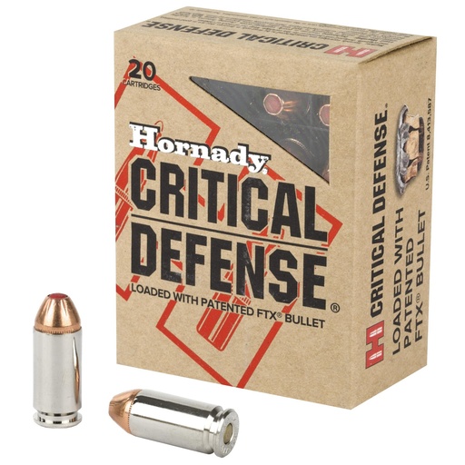 [91340] Hornady Critical Defense 40S&W 165 Grain Flex Tip 20 Round Box 