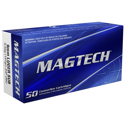 [9K] Magtech Sport Shooting 9MM 147 Grain Jacketed Hollow Point 50 Round Box 