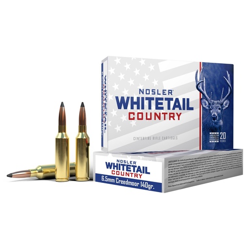 [40105] Nosler Whitetail Country 6.5 Creedmoor 140 Grain Solid Base Bullet 20 Round Box 