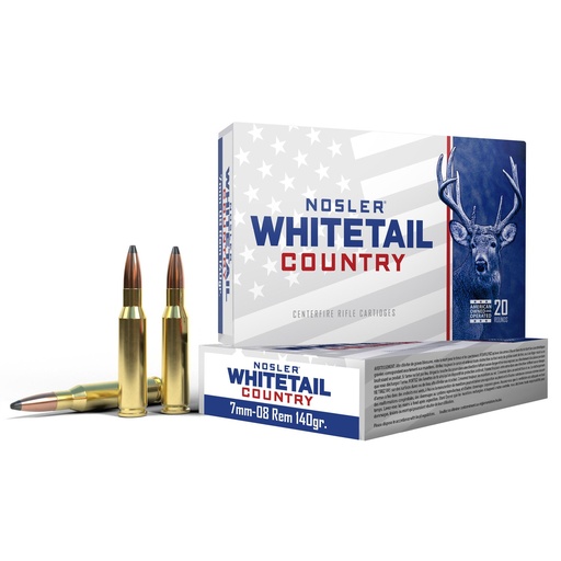 [40115] Nosler Whitetail Country 7MM-08 Remington 140 Grain Solid Base Bullet 20 Round Box 
