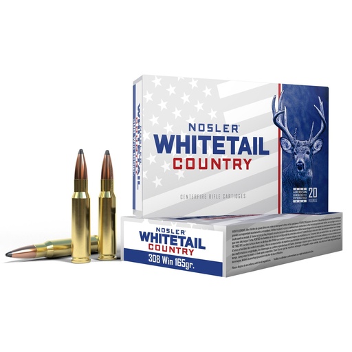 [40120] Nosler Whitetail Country 308 Winchester 165 Grain Solid Base Bullet 20 Round Box 