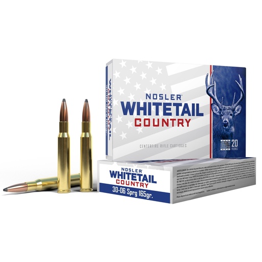 [40125] Nosler Whitetail Country 30-06 Springfield 165 Grain Solid Base Bullet 20 Round Box 