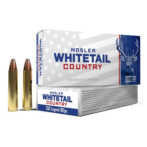 [40130] Nosler Whitetail Country 350 Legend 180 Grain Straight Wall Bullet 20 Round Box 