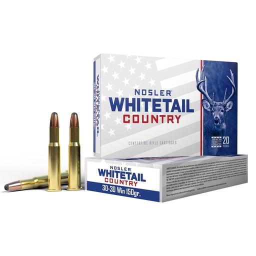 [40135] Nosler Whitetail Country 30-30 Winchester 150 Grain Solid Base Round Nose Bullet 20 Round Box 