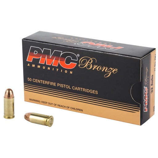 [32A] PMC Ammunition Bronze 32 ACP 71 Grain Full Metal Jacket 50 Round Box 