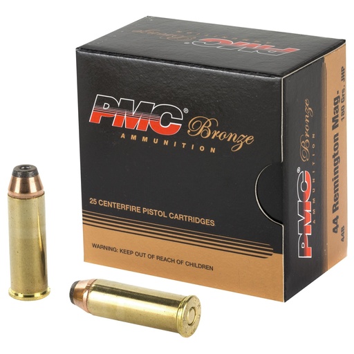 [44B] PMC Ammunition Bronze 44 Mag 180 Grain Jacketed Hollow Point 25 Round Box 