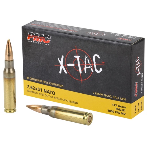 [7.62X] PMC Ammunition XTAC 762X51 NATO 147 Grain Full Metal Jacket 20 Round Box 