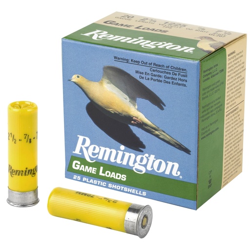 [R20042] Remington Game Load Shot Shell 20 Gauge 2.75 #7.5 Shot 7/8 Oz 25 Round Box 