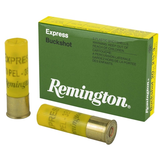 [20630] Remington Express 20 Gauge 3 Buck 2 3/4 Dram Buckshot 20 Pellets 5 Round Box 