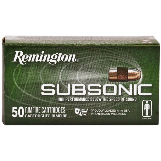 [21135] Remington Subsonic 22 LR 40 Grain Copper Plated Hollow Point 50 Round Box 