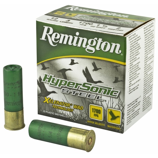 [26775] Remington HyperSonic 12 Gauge 3, 1.25 oz. Steel #2 Lead Free 25 Round Box California Certified Nonlead Ammunition 
