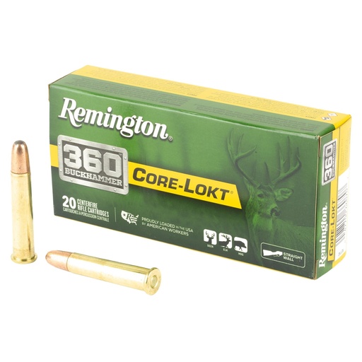 [R27742] Remington Core-Lokt 360 Buckhammer 180 Grain Soft Point 20 Round Box 